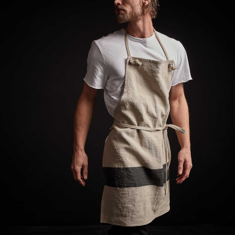 Single Stripe Chef's Apron in Natural/Black | James Perse Los Angeles
