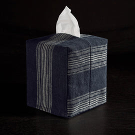 Stripe Tissue Box Cover in Navy Stripe | James Perse Los Angeles