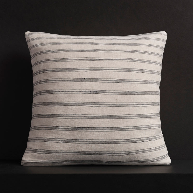 Stripe Throw Pillow With Piping in Natural Stripe | James Perse Los Angeles