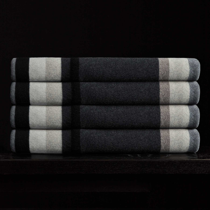 Baja Graded Striped Blanket In Charcoal Stripe | James Perse Los Angeles