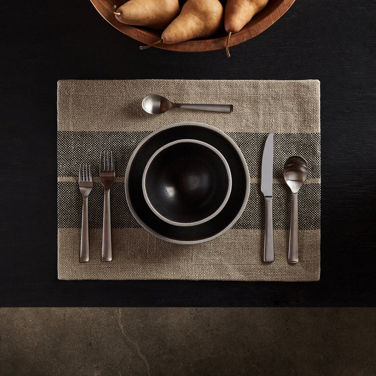 Heavy Double Stripe Placemat in Beige/Black | James Perse Los Angeles