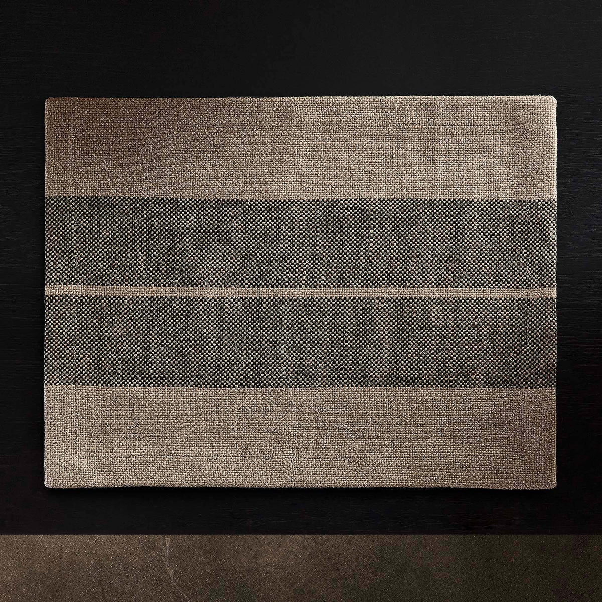 Heavy Double Stripe Placemat in Beige/Black | James Perse Los Angeles