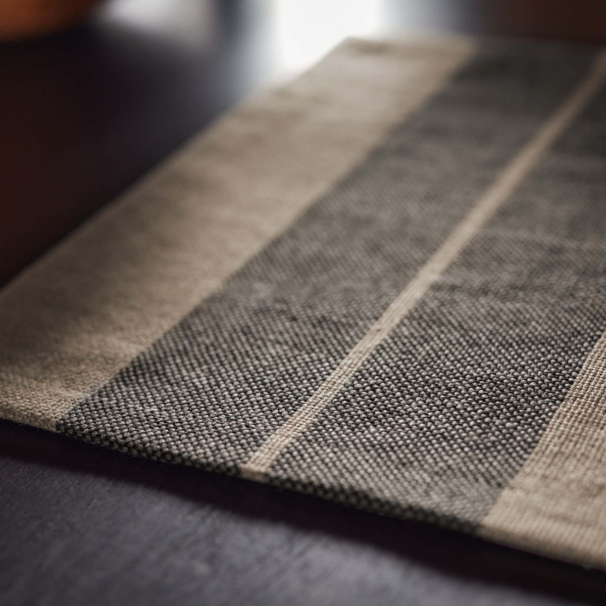 Heavy Double Stripe Placemat in Beige/Black | James Perse Los Angeles