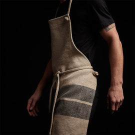 Double Stripe Chef's Apron in Beige/Black | James Perse Los Angeles 