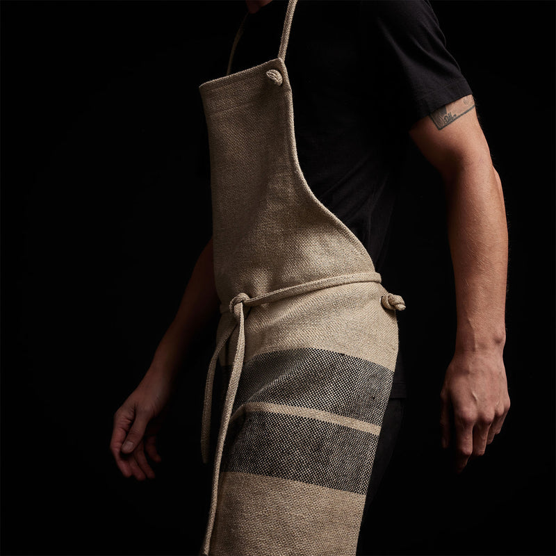 Double Stripe Chef's Apron in Beige/Black | James Perse Los Angeles 