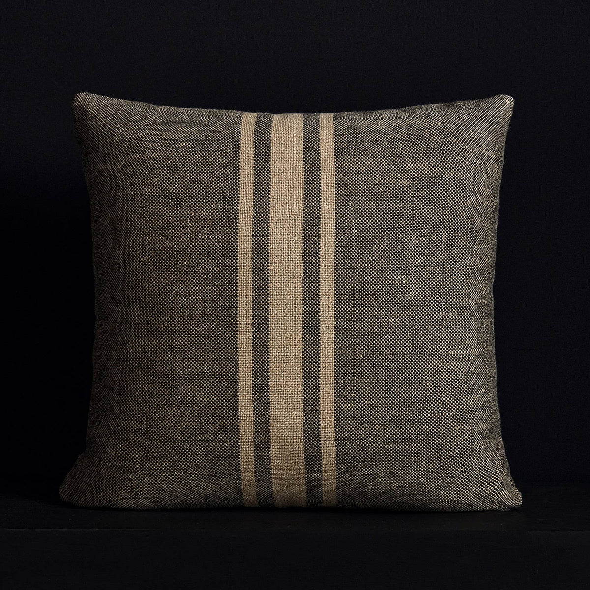 Heavy Triple Stripe Pillow - Black/Beige | James Perse Los Angeles