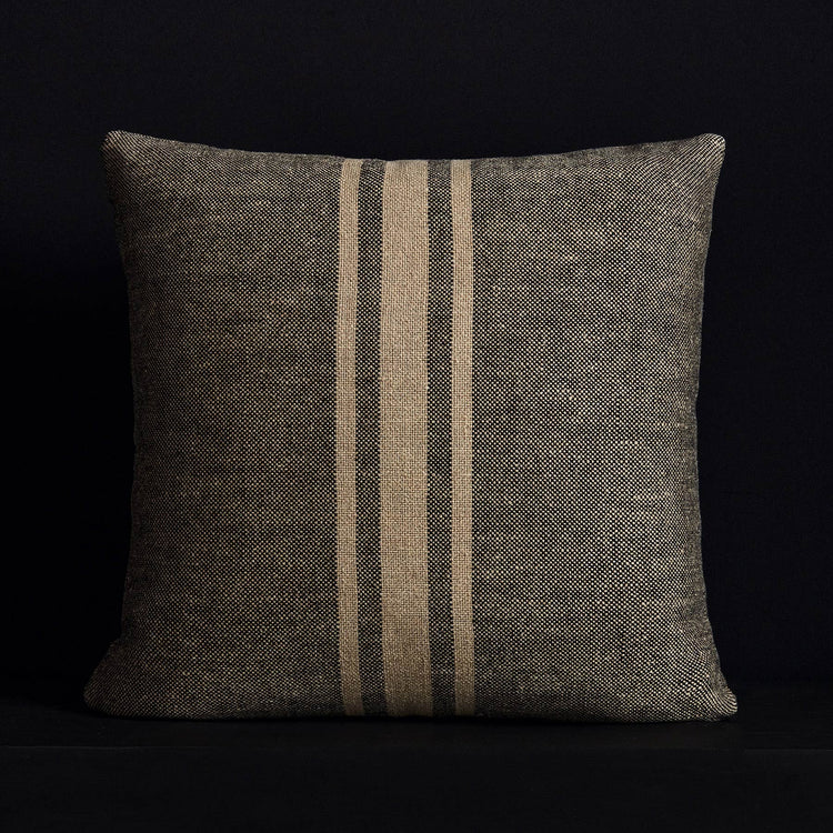 Heavy Triple Stripe Pillow - Black/Beige | James Perse Los Angeles