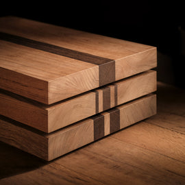 14X20" Teak Serving Board with Triple Stripe in Teak/Natural Finish | James Perse Los Angeles 