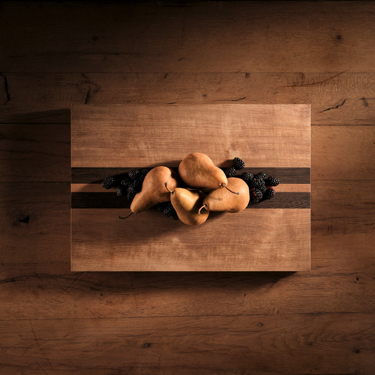 14X20" Teak Serving Board with Double Stripe in Teak/Natural Finish | James Perse Los Angeles 