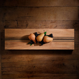 9X30" Teak Serving Board with Triple Stripe in Teak/Natural Finish | James Perse Los Angeles