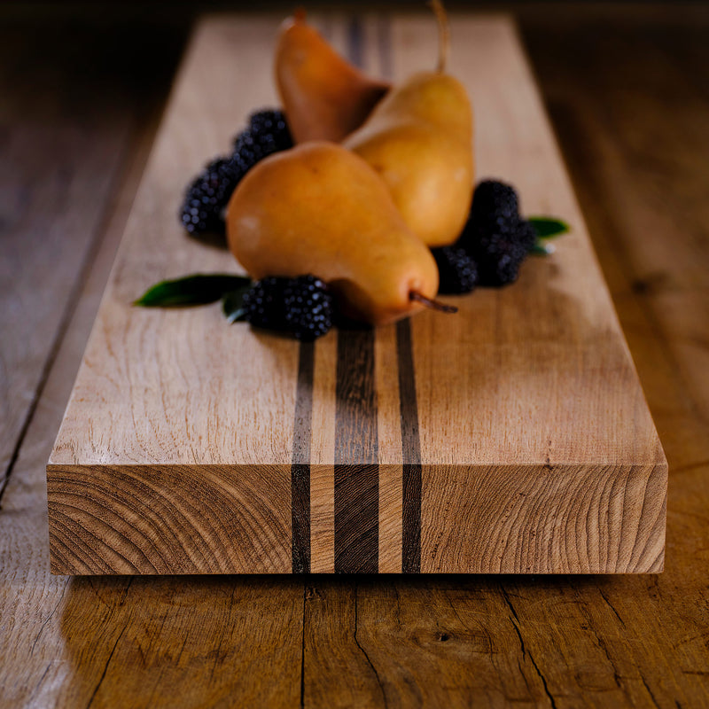 9X30" Teak Serving Board with Triple Stripe in Teak/Natural Finish | James Perse Los Angeles