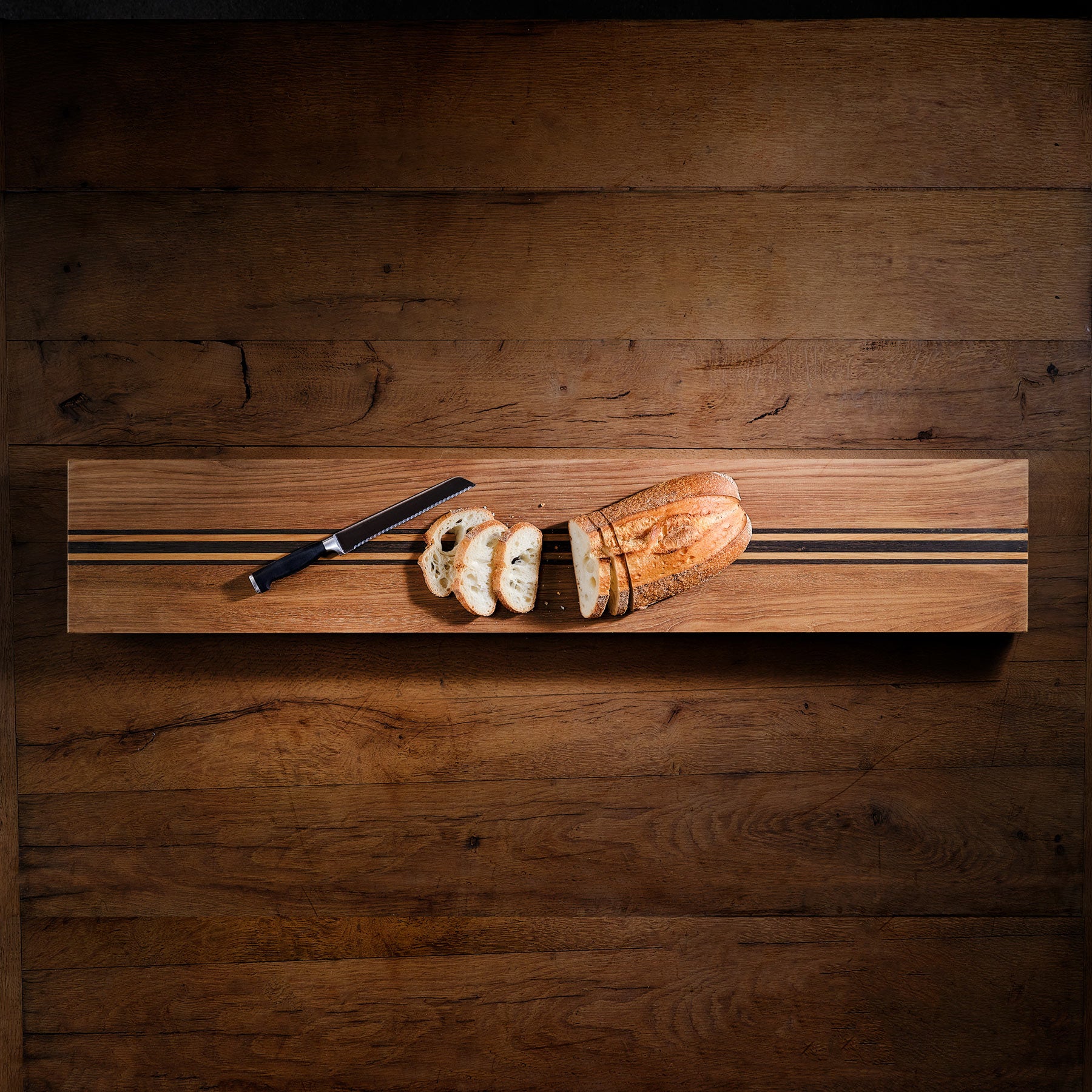 Teak Serving Board 3 Stripe 9x50 in Teak W Natural Finish Domestic | James Perse Los Angeles