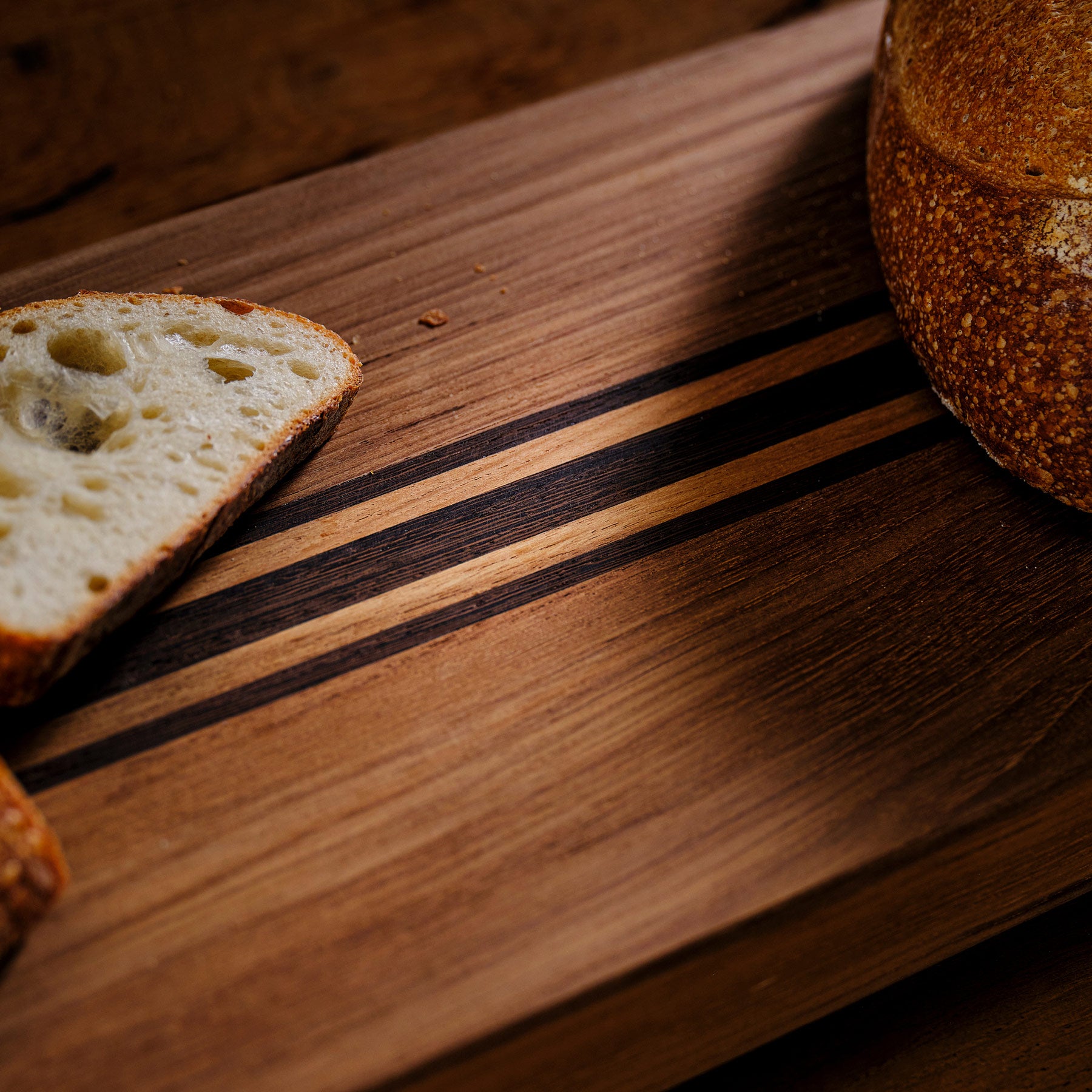 Teak Serving Board 3 Stripe 9x50 in Teak W Natural Finish Domestic | James Perse Los Angeles