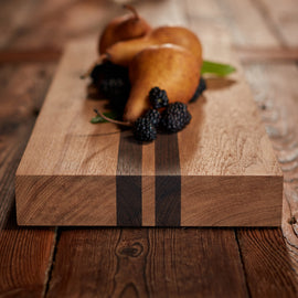 9X20" Teak Serving Board with Double Stripe in Teak/Natural Finish | James Perse Los Angeles
