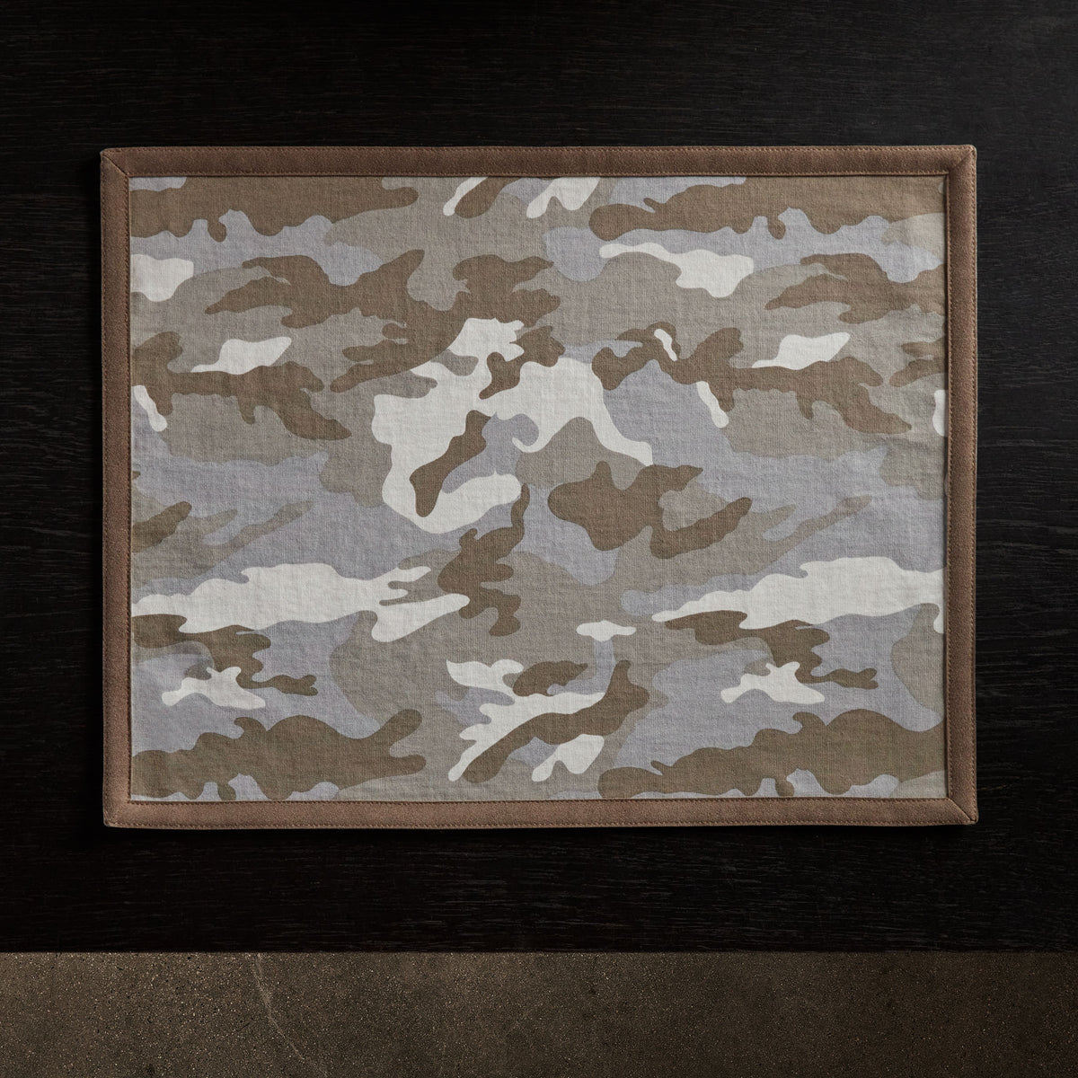 Camo Placemat w/ Suede Trim in Desert Camo/Natural | James Perse Los Angeles