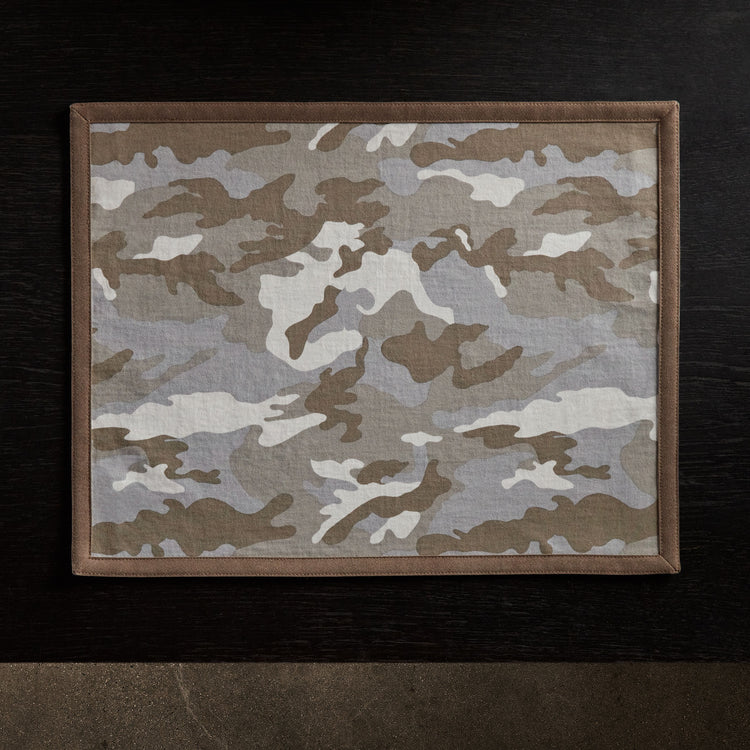 Camo Placemat w/ Suede Trim in Desert Camo/Natural | James Perse Los Angeles
