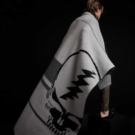 Grateful Dead Cashmere Blanket in Flyash/Black/Dark Grey | James Perse Los Angeles
