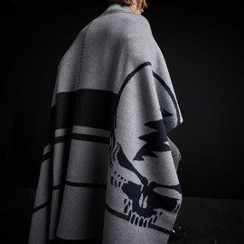 Grateful Dead Cashmere Blanket in Grey Smoke/Navy/Charcoal | James Perse Los Angeles