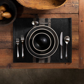Wool Striped Placemat in Anthracite/Mule | James Perse Los Angeles