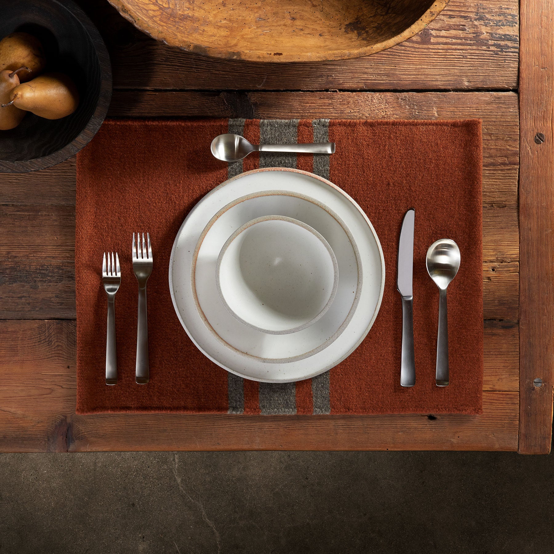 Wool Striped Placemat - Ochre/Flint | James Perse Los Angeles