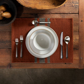 Wool Striped Placemat - Ochre/Flint | James Perse Los Angeles