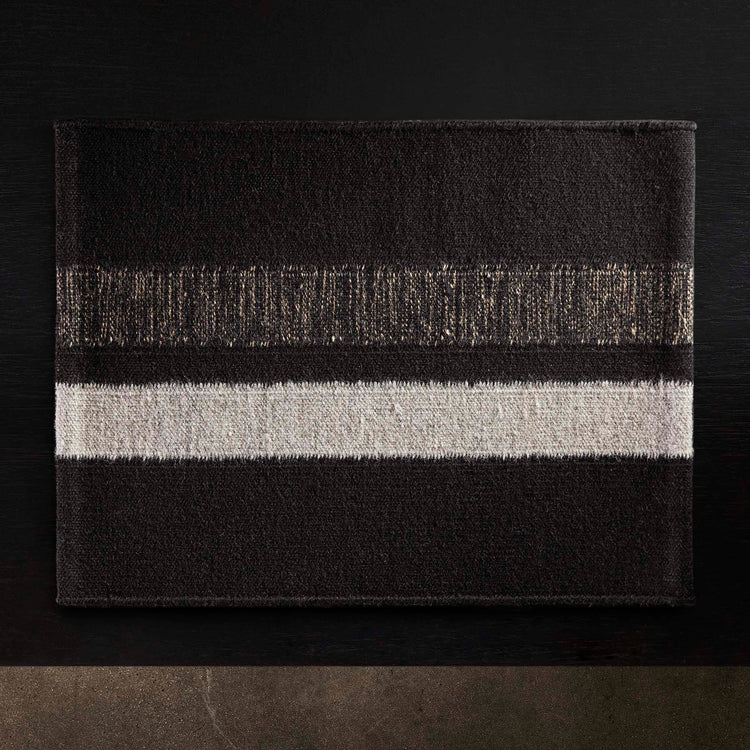 Placemat Wool Double Stripe - Black/Black Marle/Pearl Greyy