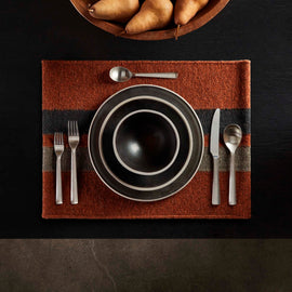 Placemat Wool Double Stripe in Ochre/Blk Marl/Flint | James Perse Los Angeles
