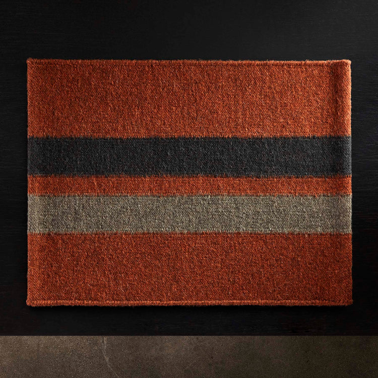 Placemat Wool Double Stripe in Ochre/Blk Marl/Flint | James Perse Los Angeles