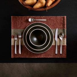 Placemat Wool Double Stripe in Wine/Flint/Oyster | James Perse Los Angeles