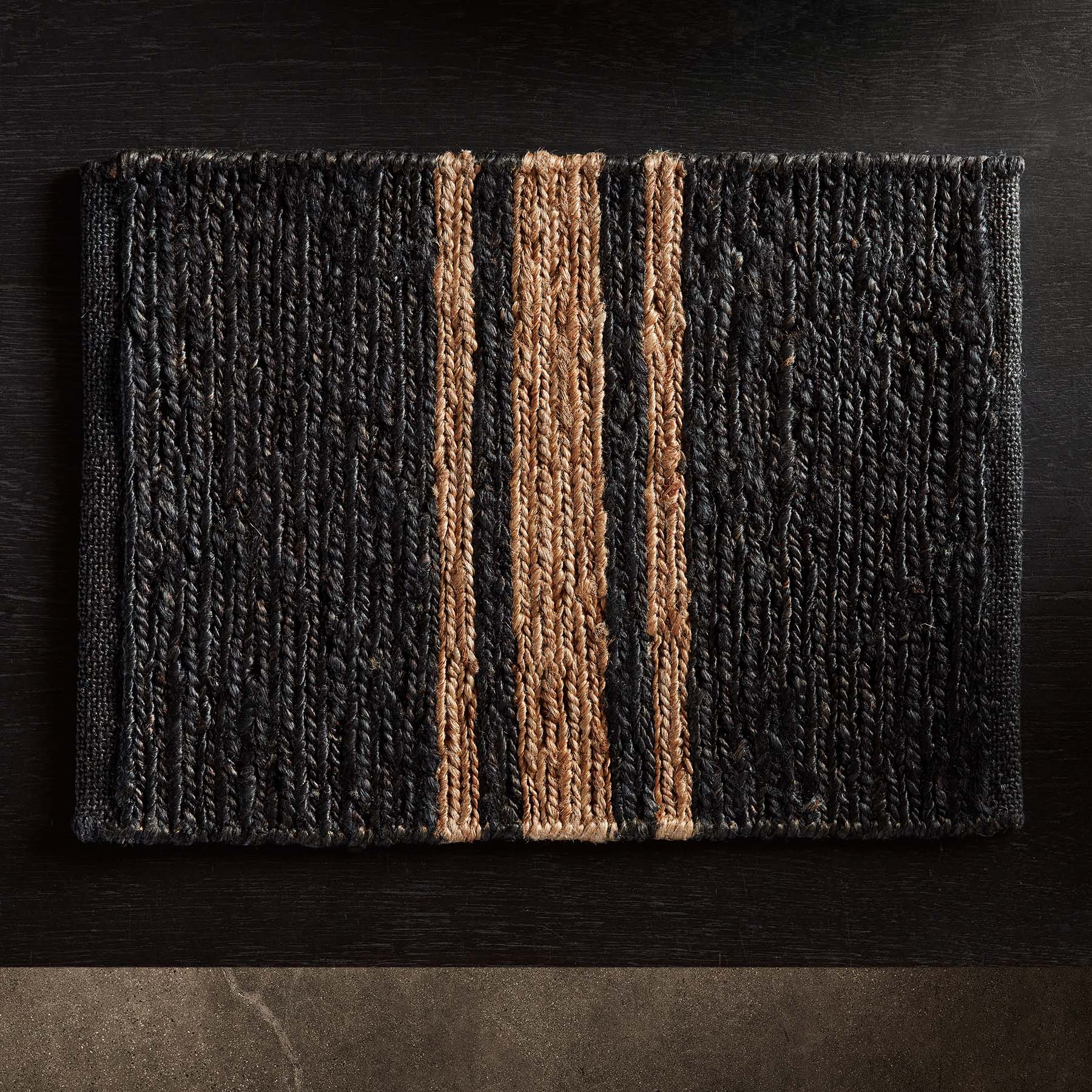 Jute Placemats (Set of 4) - Charcoal/Natural Stripe | James Perse Los Angeles