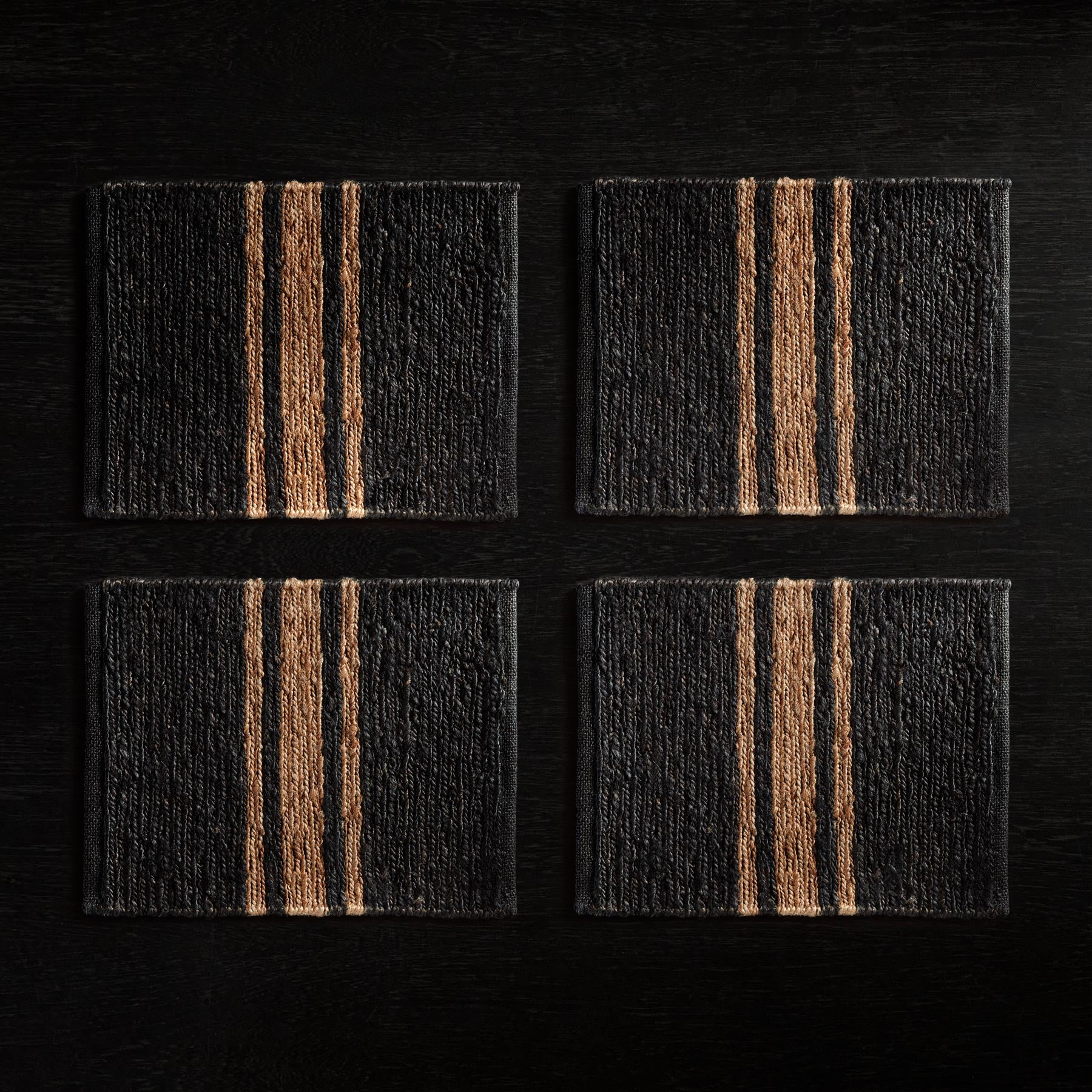 Jute Placemats (Set of 4) - Charcoal/Natural Stripe | James Perse Los Angeles