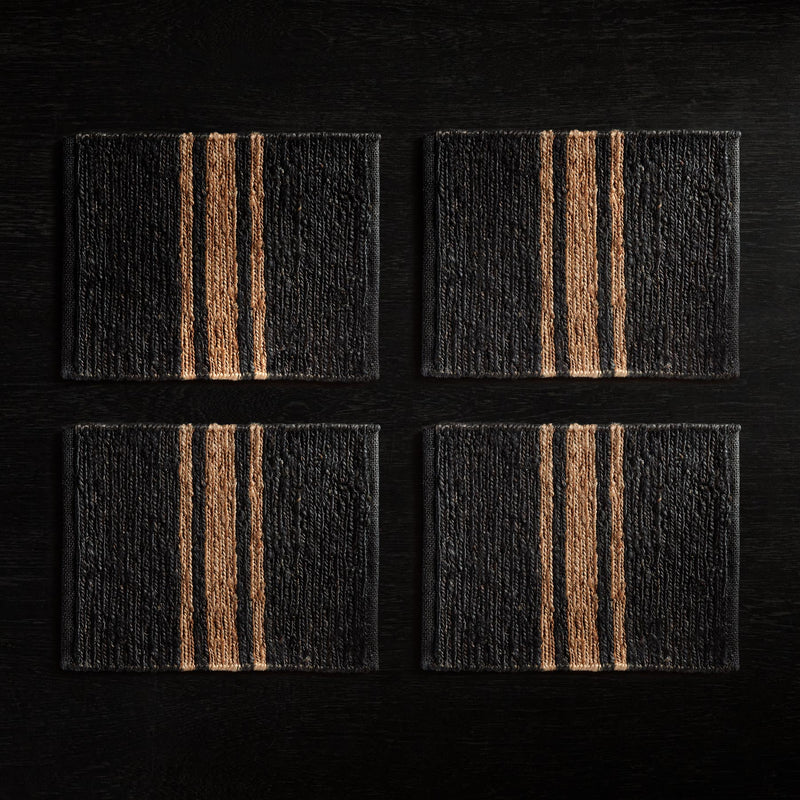 Jute Placemats (Set of 4) - Charcoal/Natural Stripe | James Perse Los Angeles