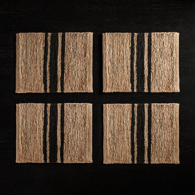 Jute Placemats (Set of 4) - Natural/Charcoal Stripe | James Perse Los Angeles