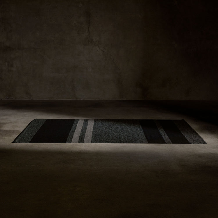 Multi Stripe Area Rug 9Ft X 12Ft - Black Marl/Black/Flint | James Perse Los Angeles