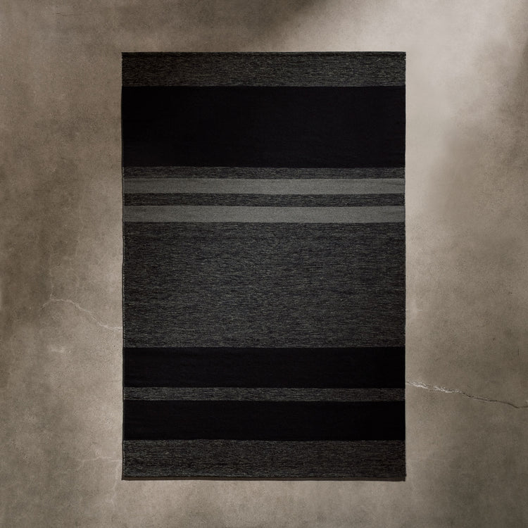 Multi Stripe Area Rug 6Ft X 9Ft in Black Marl/Black/Flint | James Perse Los Angeles