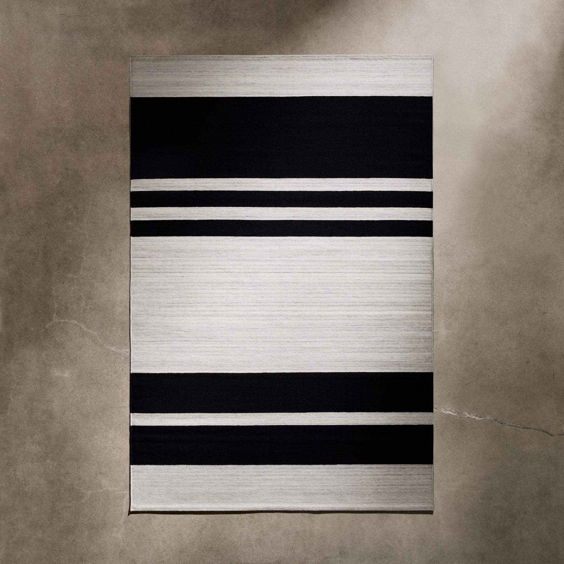 Multi Stripe Area Rug 6Ft X 9Ft in Natural/Black Stripe | James Perse Los Angeles