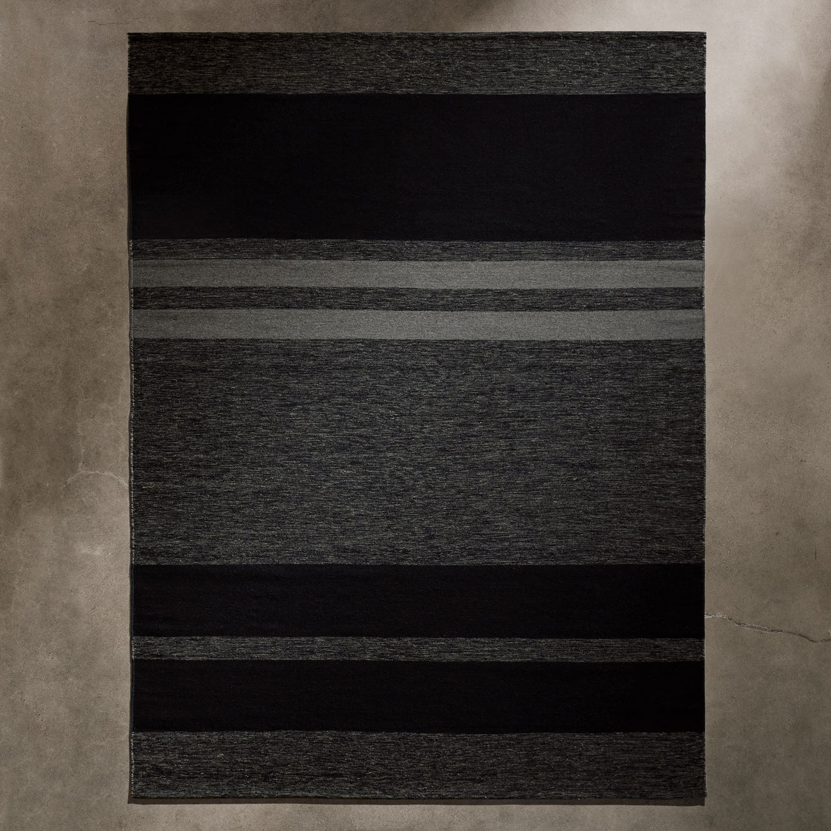 Multi Stripe Area Rug 9Ft X 12Ft - Black Marl/Black/Flint | James Perse Los Angeles
