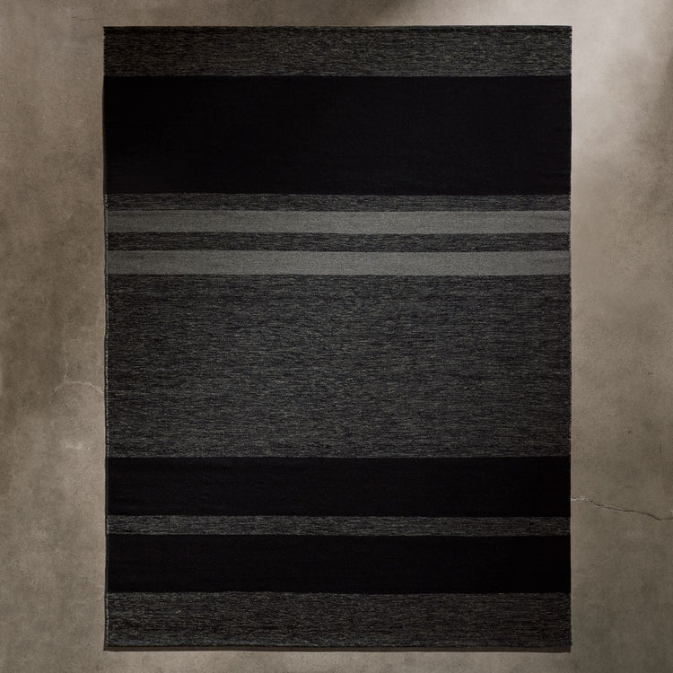 Multi Stripe Area Rug 9Ft X 12Ft - Black Marl/Black/Flint | James Perse Los Angeles