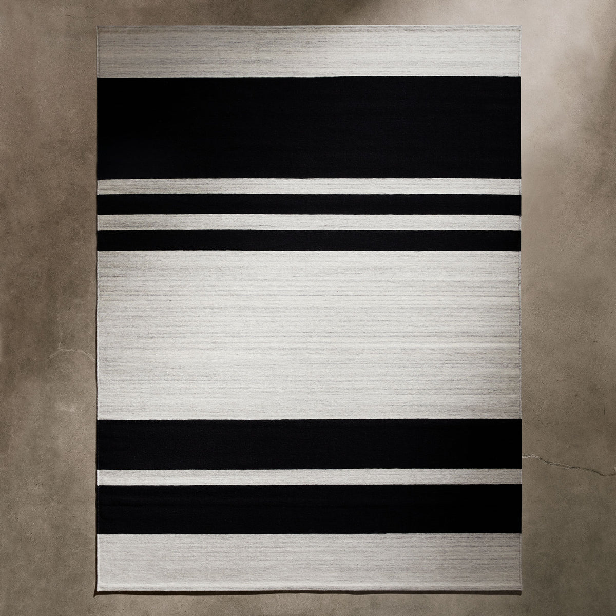 Multi Stripe Area Rug 9Ft X 12Ft - Natural/Black Stripe | James Perse Los Angeles