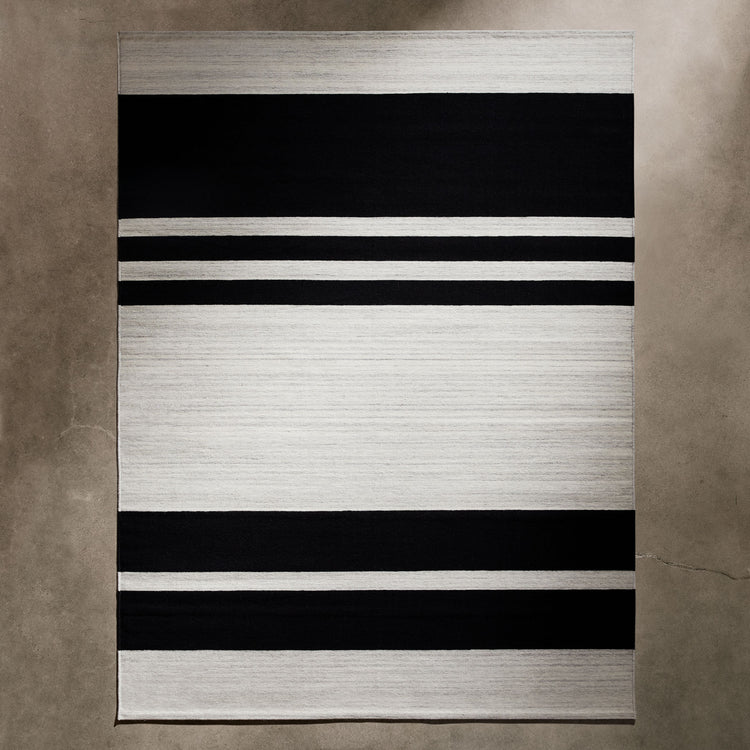 Multi Stripe Area Rug 9Ft X 12Ft - Natural/Black Stripe | James Perse Los Angeles