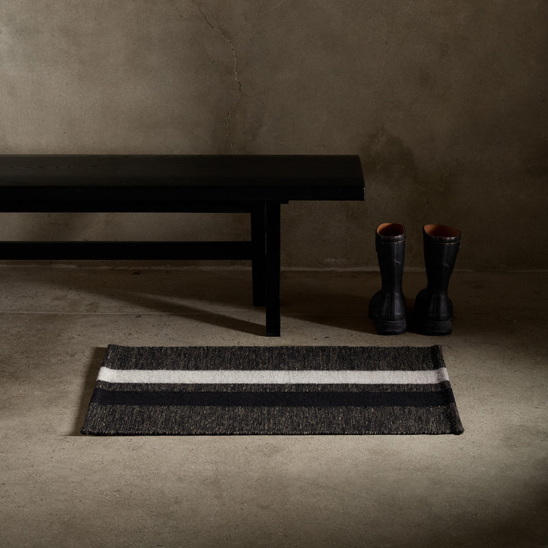 Striped Entry Mat 2Ft X 3Ft in Pearl Grey/Black | James Perse Los Angeles