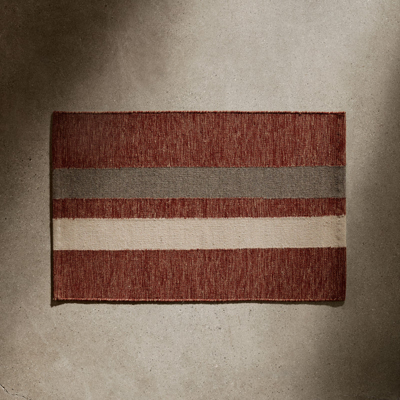 Striped Entry Mat 2Ft X 3Ft in Wine/Flint/Oyster | James Perse Los Angeles