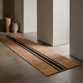 Triple Stripe Jute Runner 3.5Ft X 14Ft - Natural/Charcoal Stripe | James Perse Los Angeles