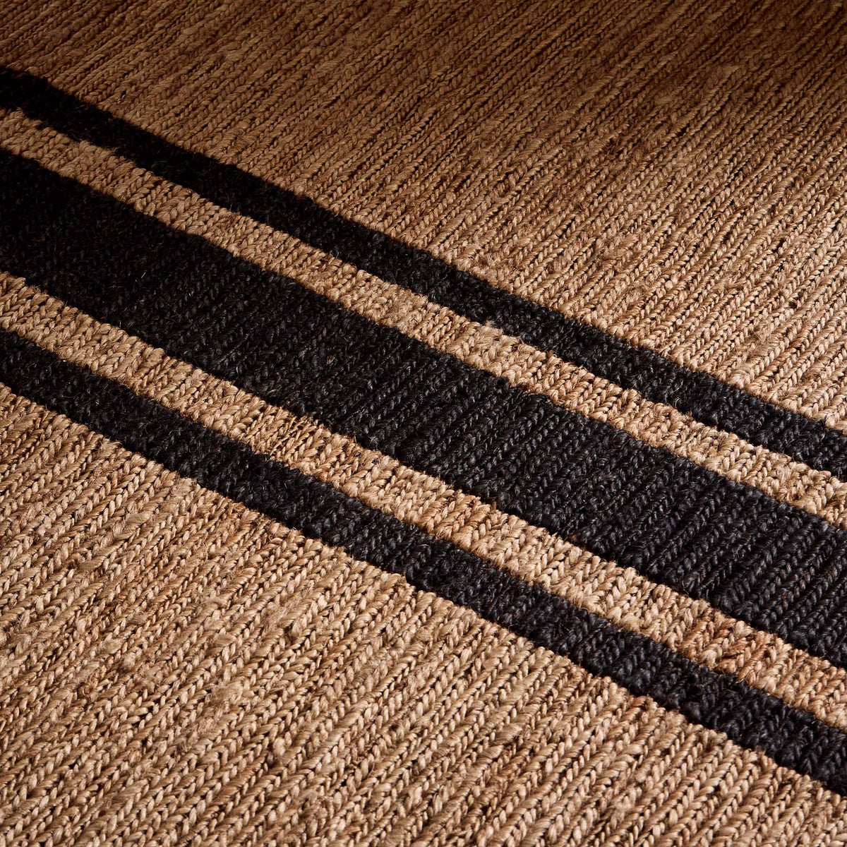 Triple Stripe Jute Runner 3.5Ft X 14Ft - Natural/Charcoal Stripe | James Perse Los Angeles