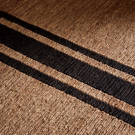 Triple Stripe Jute Runner 3.5Ft X 14Ft - Natural/Charcoal Stripe | James Perse Los Angeles