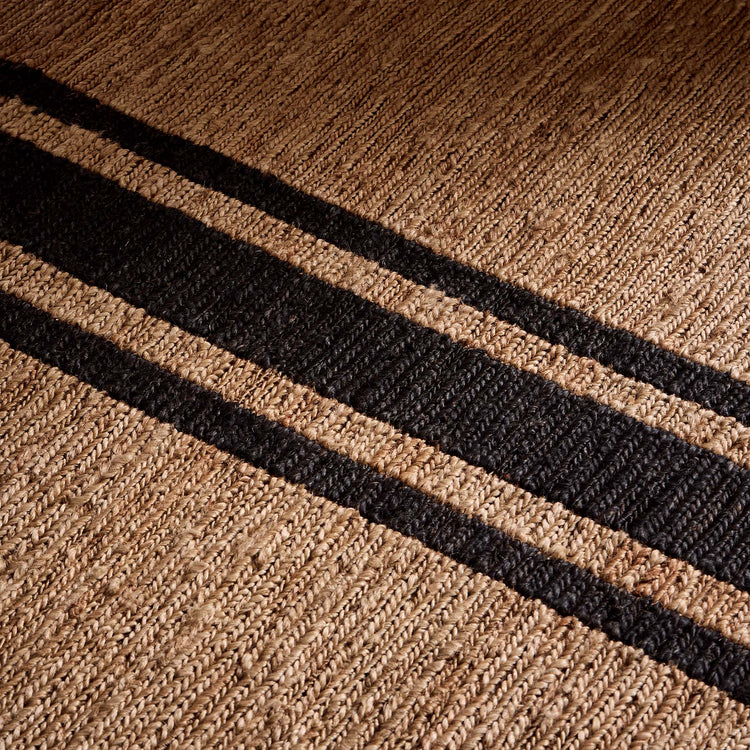 Triple Stripe Jute Runner 3.5Ft X 14Ft - Natural/Charcoal Stripe | James Perse Los Angeles