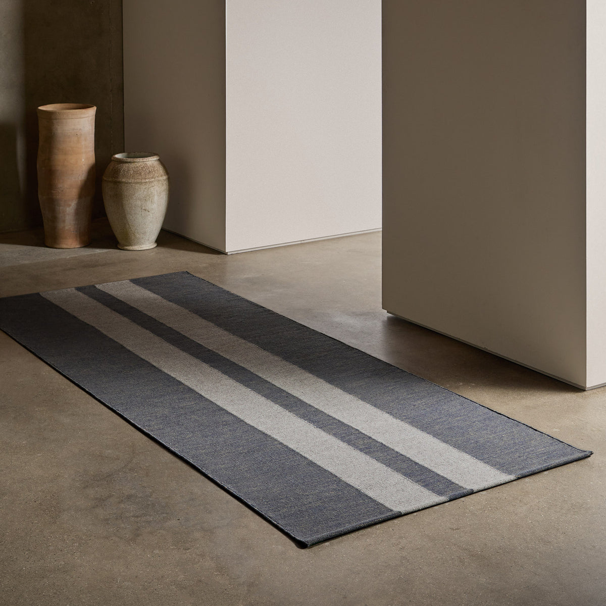 3.5FT X 9FT Double Stripe Runner in Guntmetal Marle/Pearl Grey | James Perse Los Angeles