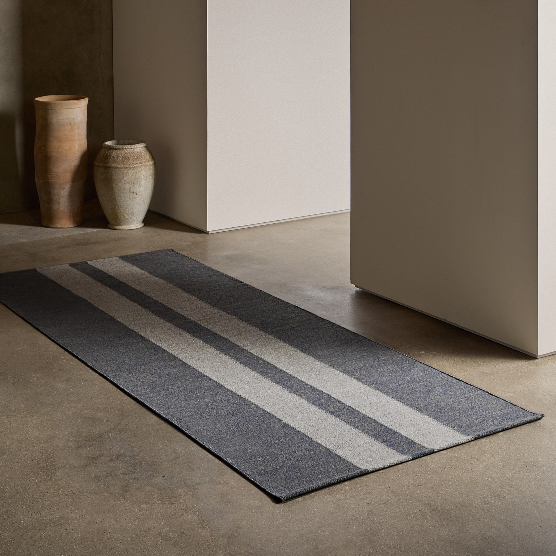 3.5FT X 9FT Double Stripe Runner in Guntmetal Marle/Pearl Grey | James Perse Los Angeles