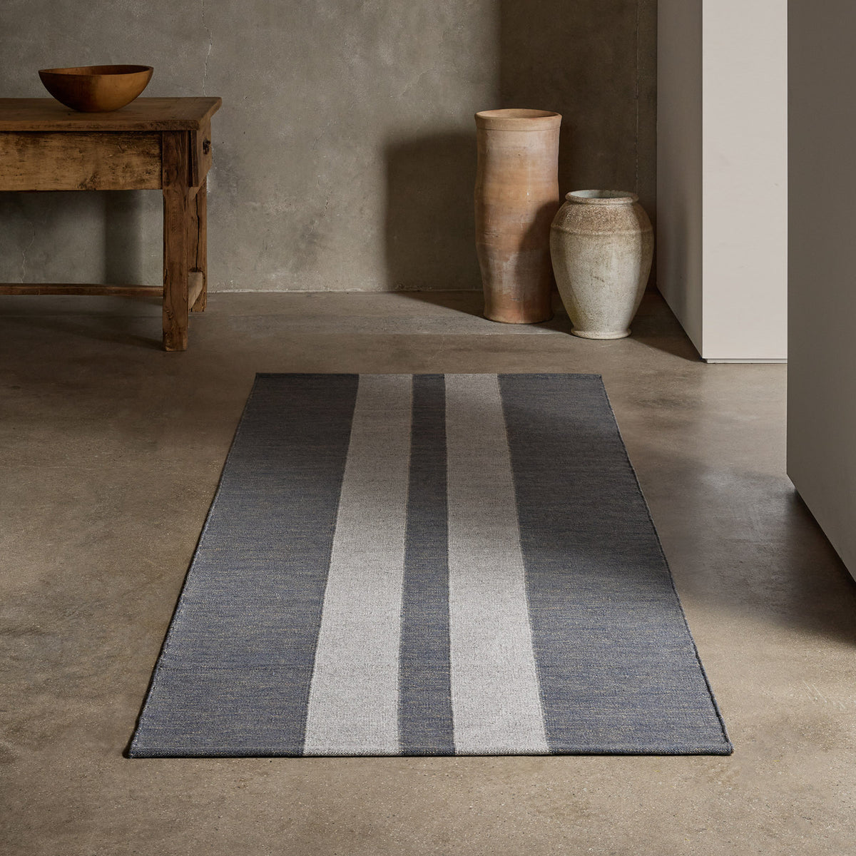 3.5FT X 9FT Double Stripe Runner in Guntmetal Marle/Pearl Grey | James Perse Los Angeles