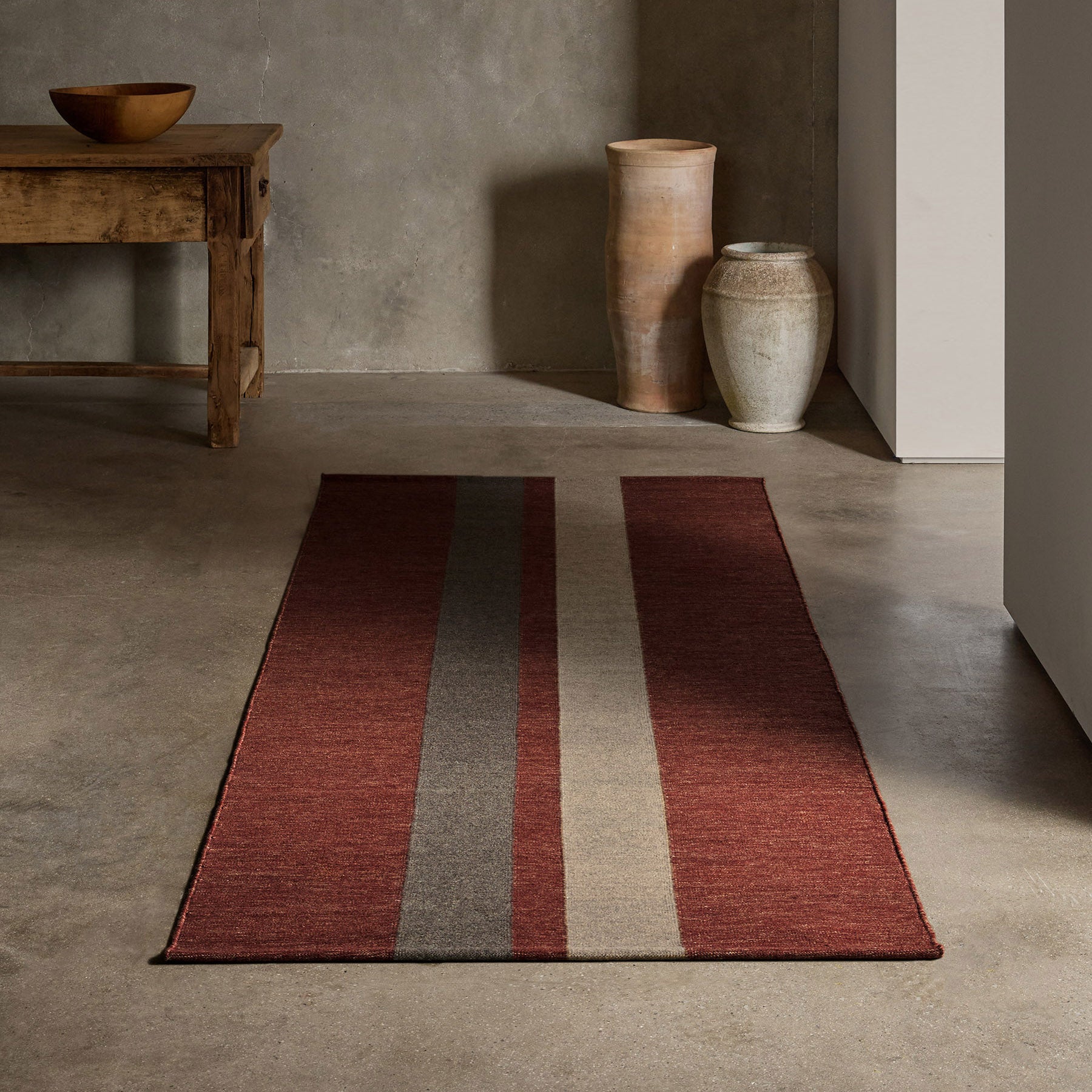 3.5 X 9 Double Stripe Runner in Wine/Flint/Oyster | James Perse Los Angeles